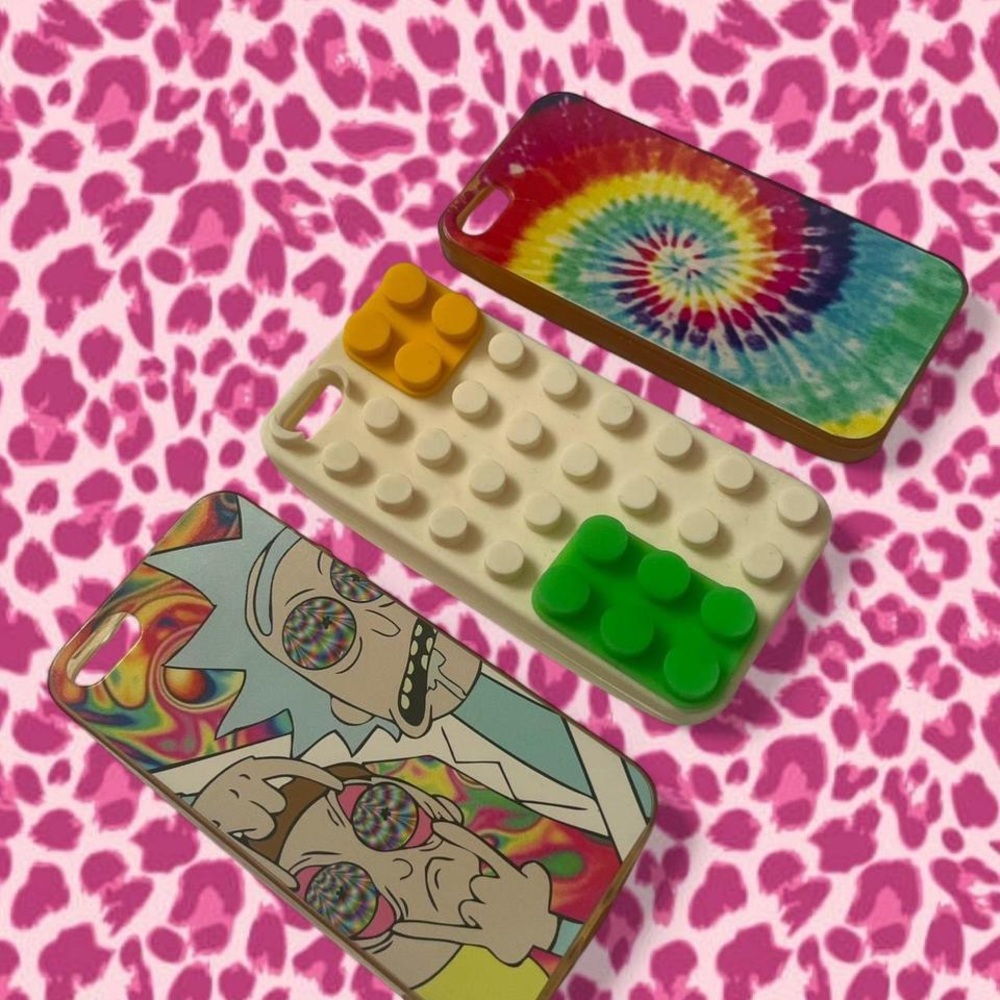 Bundle of 3 iPhone Cases • Tie Dye / Rick & Morty / Lego Fidget Case